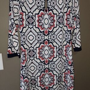 Liz Claiborne White‎ Sheath Midi Dress with Cuffed Sleeves